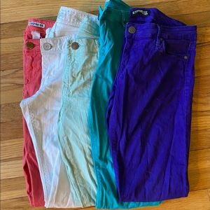 Set of colored Express skinny jeans